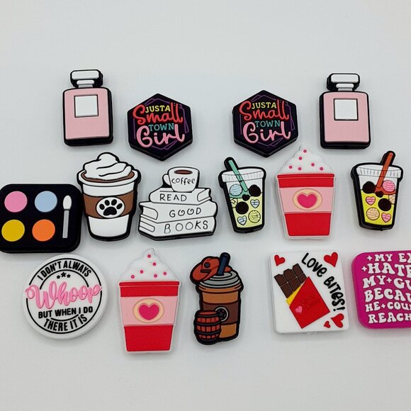 15 piece mixed lot of girly silicone focal beads - Picture 2 of 3